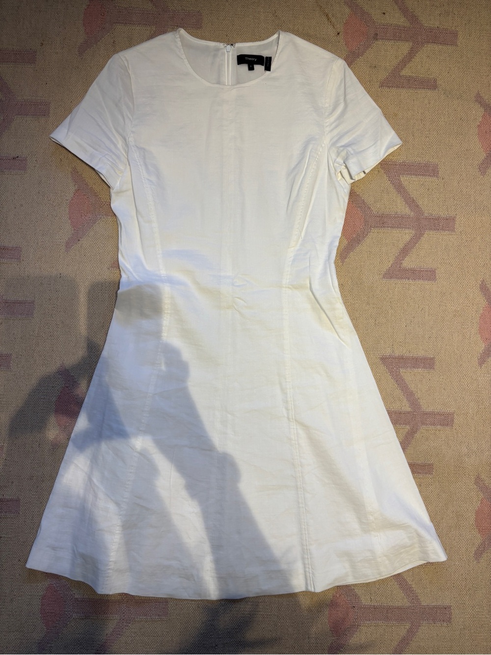 Theory White Short-Sleeve A-Line Dress